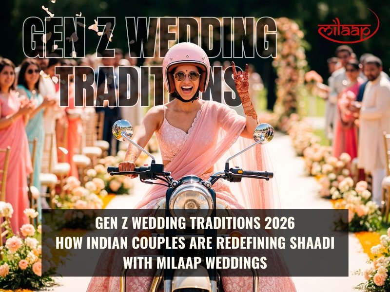Gen Z wedding traditions 2026 – modern Indian couple celebrating a stylish wedding planned by Milaap Weddings.